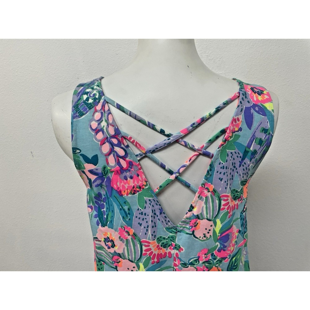 Lilly Pulitzer Vibrant Floral Kristen Shift Dress V-Back Tropical Lattice SM - Picture 2 of 14